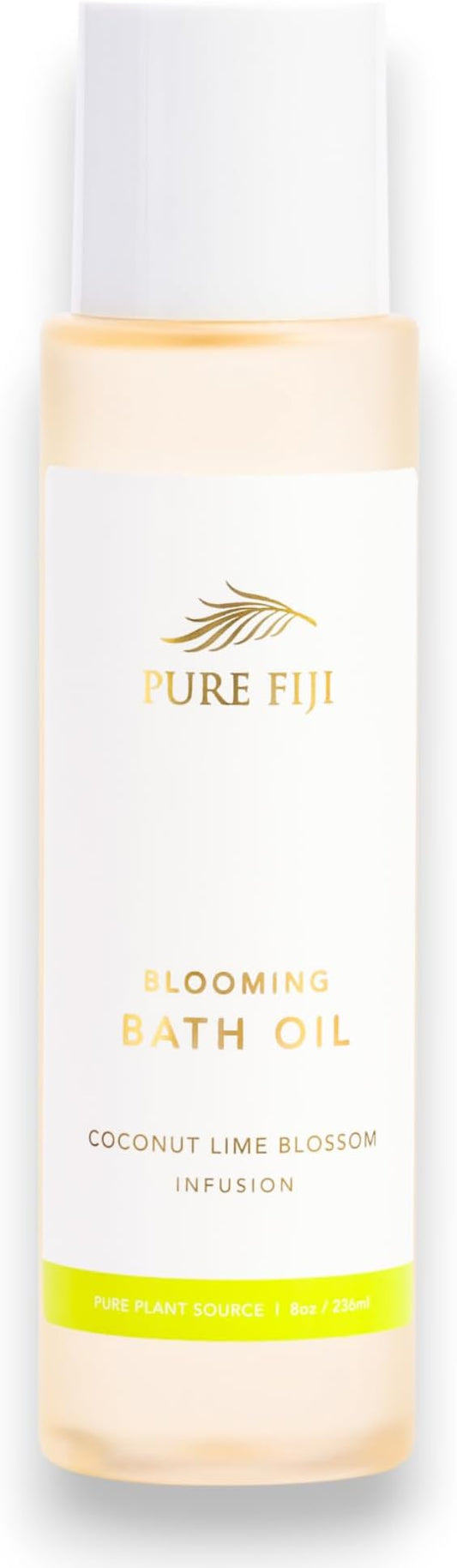 Pure Fiji Bath Oil, Conditioning Body Moisturizer with Natural Ingredients Bath Essential for Women Moisturizing Bath & Body Oil - Coconut Lime Blossom (8oz/236ml)