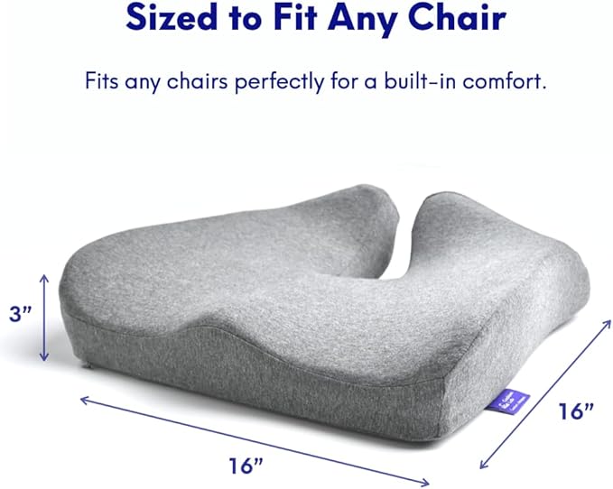 C CUSHION LAB Patented Pressure Relief Seat Cushion for Long Sitting Hours on Office/Home Chair, Car, Wheelchair - Extra-Dense Memory Foam for Hip, Tailbone, Coccyx, Sciatica - Light Grey - Bloomnest