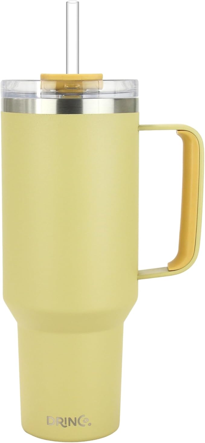 Drinco 40oz 30 oz Tumbler with Handle, Straw Lid, Insulated Stainless Steel Travel Mug Water Bottle Ice Coffee Cup For Cold and Hot, BigSur (40oz Moonstone) - Bloomnest