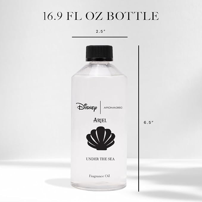 Aroma360 | Disney Under the Sea Fragrance Oil Blend | The Little Mermaid | Princess Ariel | Luxury Essential Oil Diffuser | Aromatherapy Scent Diffuser Oil | Bergamot, Ivy and Ocean 16.9 fl oz, 500 mL - Bloomnest