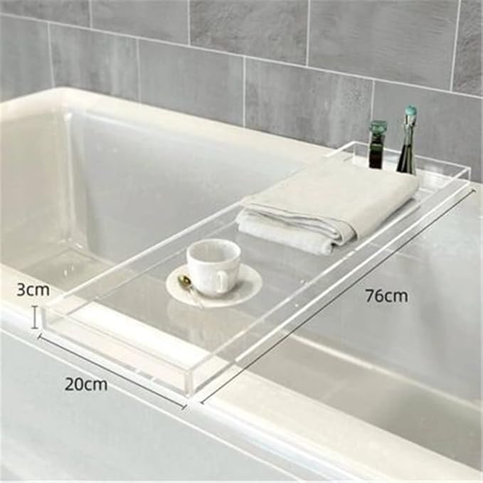 Wangunan 33 inch Luxury Bathtub Table - Shelf Organizer for Bathtub & Shower Storage (Clear) - Bloomnest
