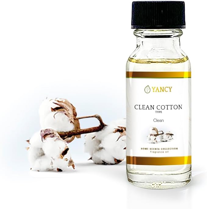 YANCY Clean Cotton Luxury Collection Fragrance Oil (1/2 oz), Crisp Linen Scent, Ideal for Diffusers, Oil Burners & Aroma Lamps, Fresh Fragrance for a Just-Laundered Feel YancySpa