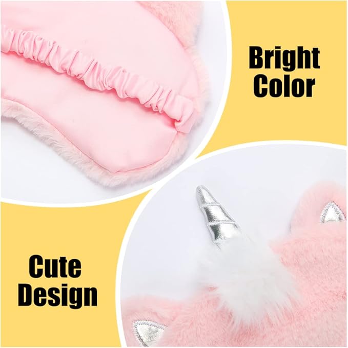 4 Pcs Cute Sleep Mask, Cartoon Eye Mask for Travel Nap Sleep Lunch Break Overnight Party, Soft Plush Blindfold Eye Covers for Women Girls Kids - Bloomnest
