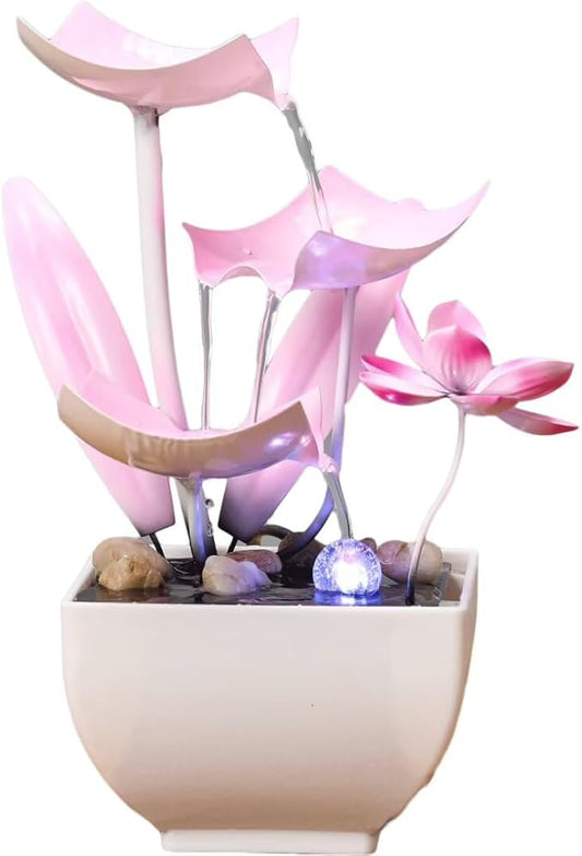 Desktop Water Fountains: Relaxing Zen Décor for Home Living Room or Bedroom and Office - Home Décor Soothing Sound Pink - Bloomnest