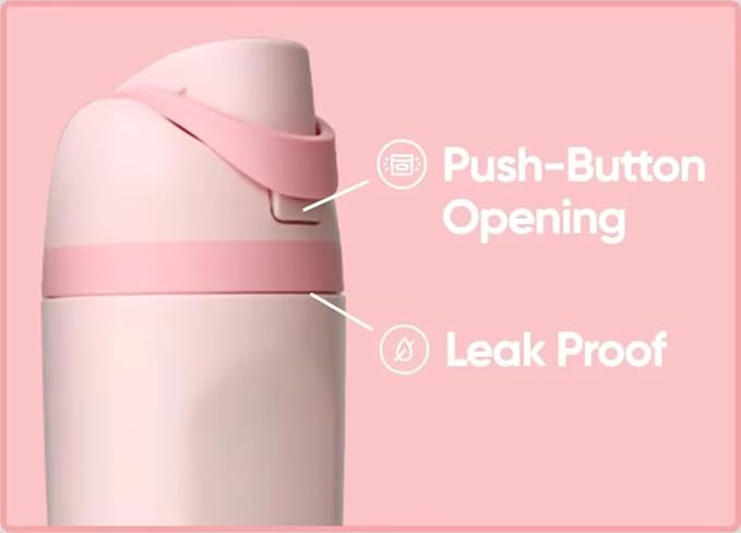 DUTHINGS Insulated Stainless Steel Water Bottle with Straw, 24 oz, Reusable Sports and Travel Bottle for School, Kids, and Outdoors - Leakproof and BPA-Free (PINK) Bloomnest