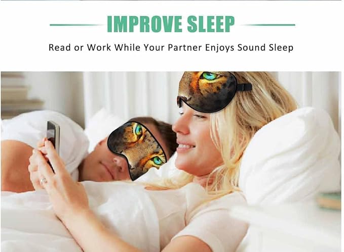 Cheetah Eyes Sleep Eye Mask Realistic Modern Abstract Animal Painting Men Women Sleep Mask with Adjustable Strap Eye Cover Eye Shade for Travel, Nap,Meditation - Bloomnest