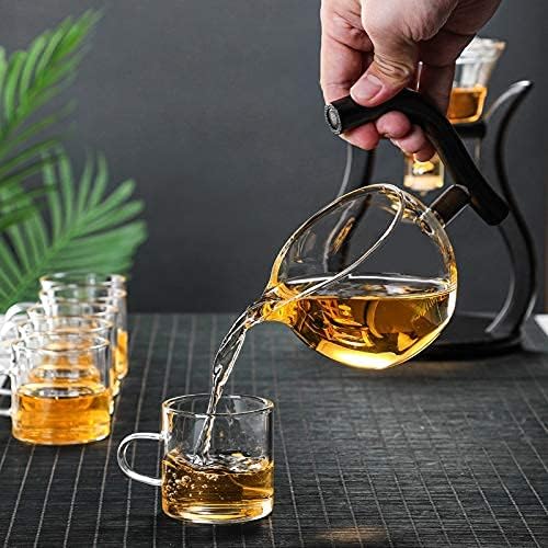 RORA Lazy Kungfu Glass Tea Set Semi Automatic Drip Rotating with Infuser Glass Teapot Set (6 cups) - Bloomnest