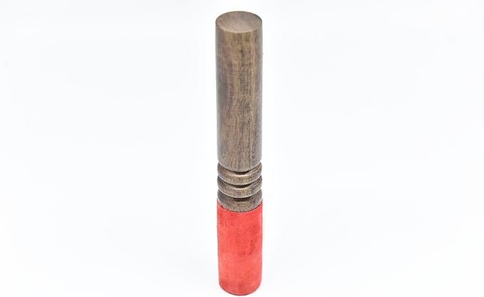 Leather-Wrapped Singing Bowl Striker, 7 x 1 Inches, Singing Bowl Mallet, Gong Mallet (Red) - Bloomnest