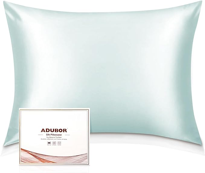 Adubor 100% Silk Pillowcase - Mulberry Silk Pillow Cases, 23 Momme 6A Grade Fibers, Silk Pillow Case for Hair and Skin Health, with Hidden Zipper (King 20''×36'', Light Green, 1PC) - Bloomnest