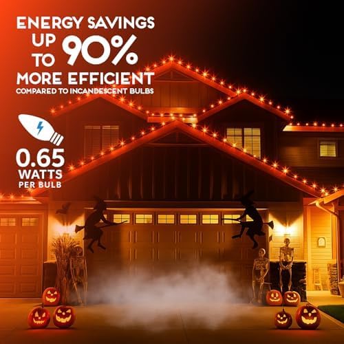HLO Lighting Set of 25 Orange C9 Faceted LED Christmas Light Bulbs for Indoor & Outdoor Use | Durable Replacement Bulbs - Bloomnest