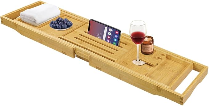 Bamboo Bathtub Tray Expandable Bath Table Tray Bathtub Caddy for Relaxing SPA Bathroom Accessories for House Warming Shower - Bloomnest