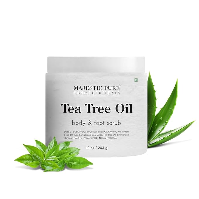 MAJESTIC PURE Tea Tree Foot & Body Scrub with Tea Tree Oil, Exfoliating Salt Scrub to Exfoliate & Moisturize Skin, Deep Cleansing - 10 oz - Bloomnest