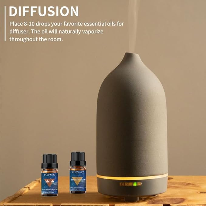 BURIBURI Frankincense Oil and Myrrh Essential Oils Gift Set, 100% Pure, Natural, Organic Aromatherapy Frankincense Fragrance Oils for Diffuser, Massage - 2 x 10ML BURIBURI