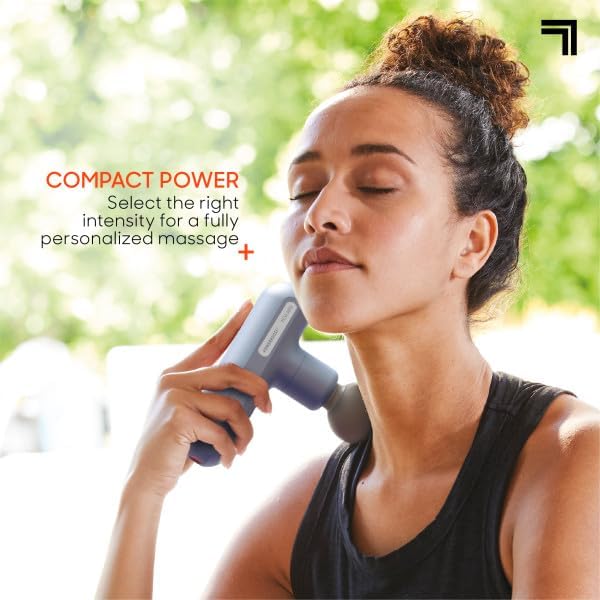 Sharper Image Powerboost Move Aero 3.0 – Mini Percussion Massage Gun| Updated Soft-Touch Design, Carrying Bag, 4 Nodes| Portable Full Body Back & Shoulder Massager| Deep Tissue Massage Tool Gift - Bloomnest