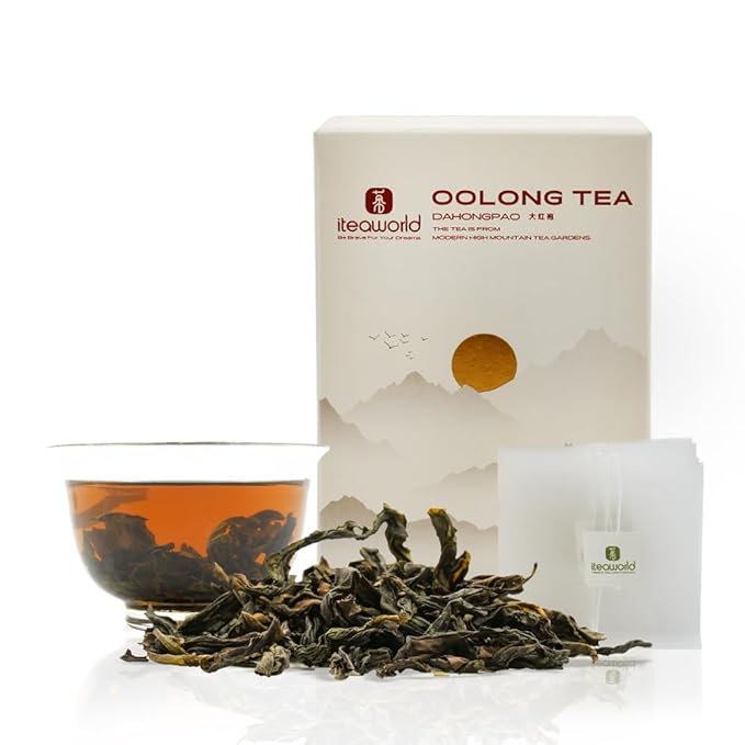 iTeaworld Da Hong Pao - Oolong Loose Leaf - Wuyi Rock Tea, Oolong Tea Loose Leaf Scent Whole Loose leaves for Daily Use, with 20 Eco-Conscious Tea Bags （3.5oz/100g) - Bloomnest