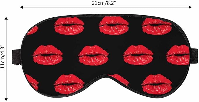 Lips Sleep Eye Mask Kiss Romantic Red Lipstick Love Men Women Sleep Mask with Adjustable Strap Eye Cover Eye Shade for Travel, Nap,Meditation - Bloomnest