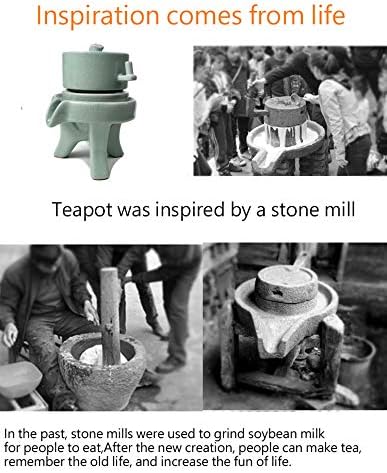 Chinese Gongfu Tea Gift Set Service Automatic Handmade Stone-Mill Design Porcelain Tea Pot 6 Cups Japanese Kung Fu Tea for Adults Men Women Tea Ceremony Party Home Office Decor - Bloomnest