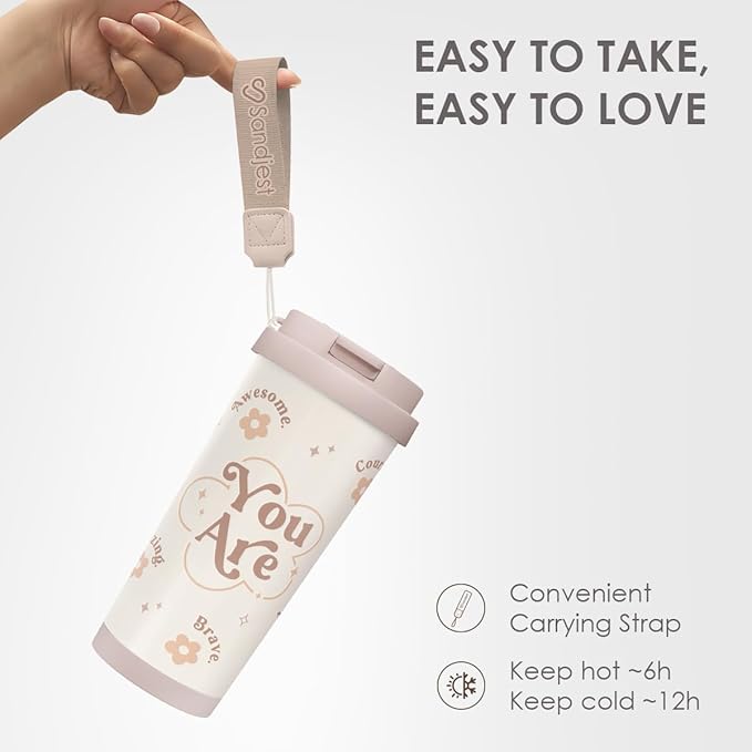 Inspiration Tumbler - Stainless Steel 2-in-1 Lid Coffee Tumbler 18 oz, Insulated Travel Mug Gift for Women Teen Mother, Birthday Christmas - Bloomnest