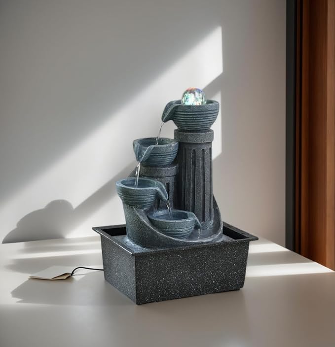 Tabletop Water Fountain, Waterfall Fountain with LED Lights Suitable for Office and House Decor House ，Warming Gifts New Home(2736) - Bloomnest