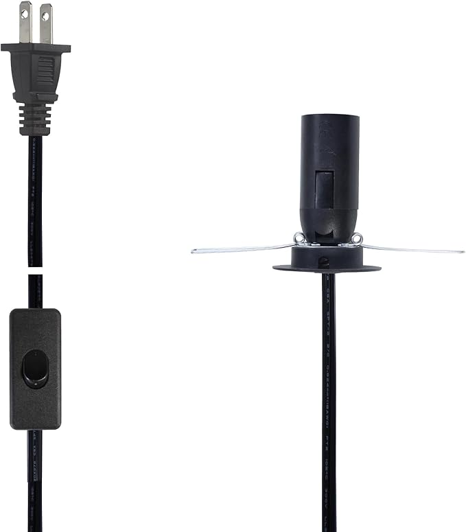 5FT Salt Lamp Cord ON/Off Switch with E12 Light Bulb Socket, 18AWG Himalayan 2 Prong Replacement Cord for Salt Rock Lamp/Christmas Village House (2-Pack)