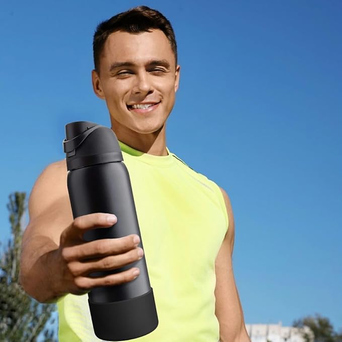 2PCS Silicone Water Bottle Boot, Compatible with Owala 24oz 32oz 40oz, Protective Anti-Scratch & Anti-Dent No Noise Sleeve Cover for FreeSip/Twist/Flip Water Bottles (Very Very Dark, 40oz) BKBY