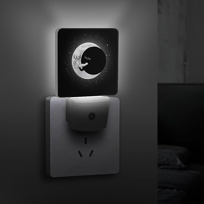 Cute Lunar Eclipse Night Light, Plug into Wall Decor Nightlights for Bedroom, Bathroom, Hallway, Kitchen, with Dusk to Dawn Light Auto Sensors LED Night Lights for Boys Girls Women Men Room Gifts - Bloomnest