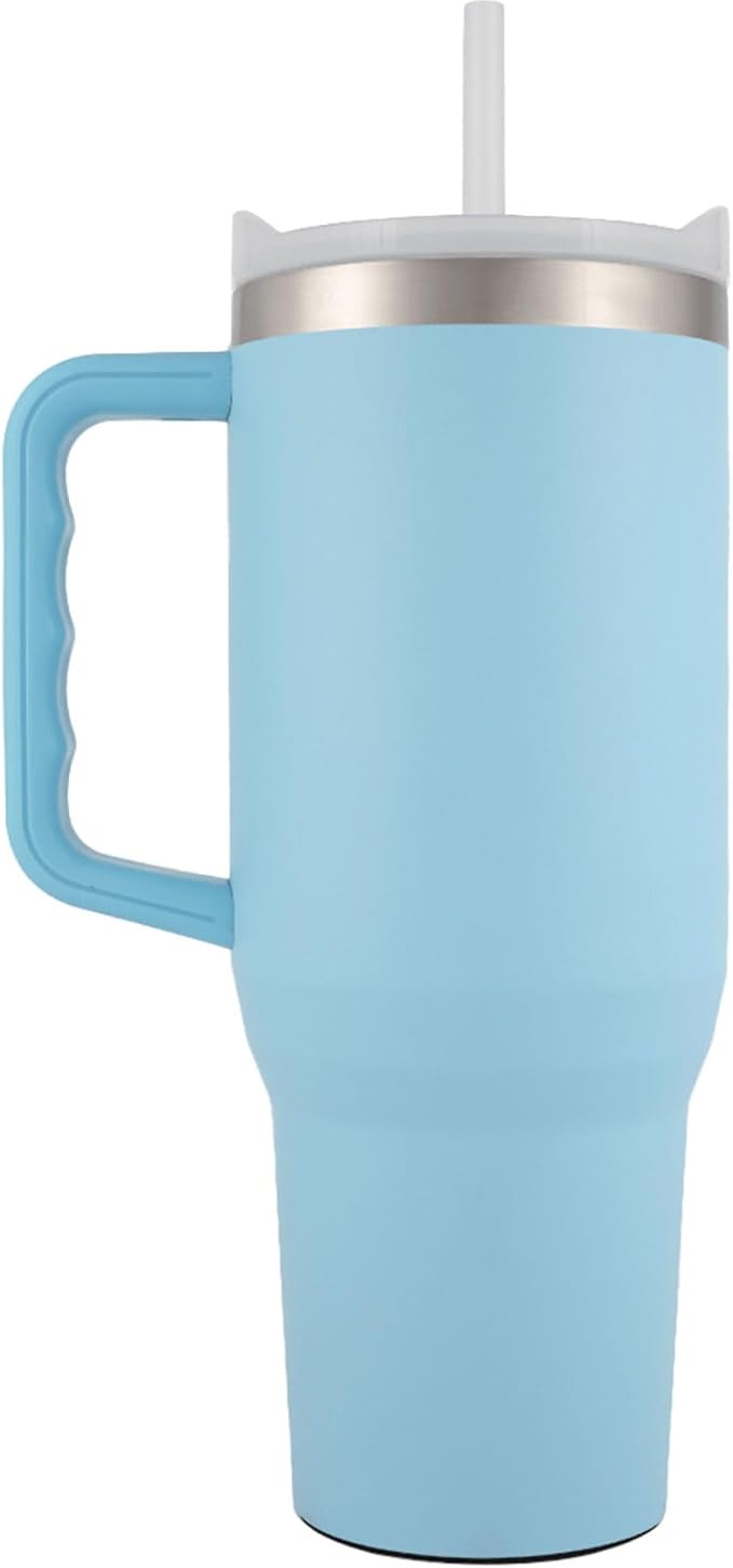 Yukon Outfitters Fit Forty 40oz Double Wall Vacuum Insulated Stainless Steel Tumbler with Reusable Straw & Ergonomic Handle | For Hot or Cold Beverage, Sky Blue - Bloomnest