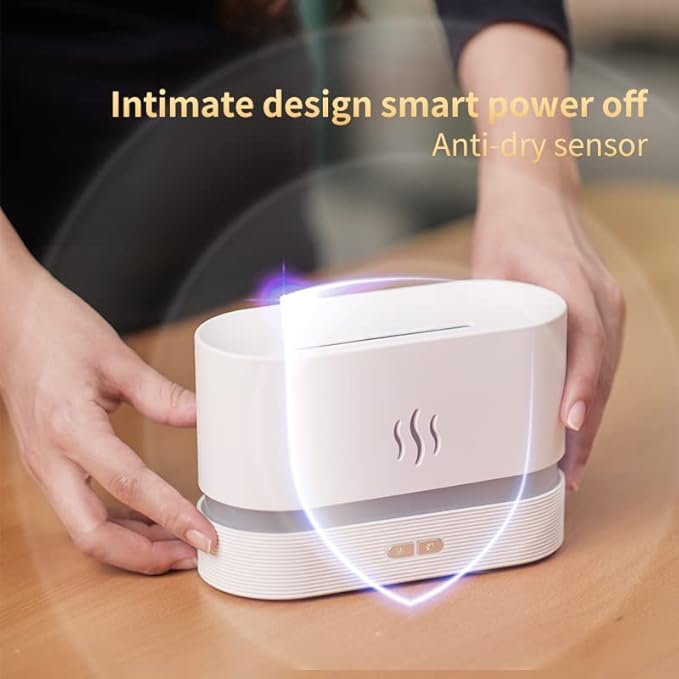 Colorful Flame Air Aroma Diffuser Humidifier, Upgraded 7 Flame Color Noiseless Essential Oil Diffuser for Home,Office,Yoga with Auto-Off Protection 180ml (8Hours White) - Bloomnest