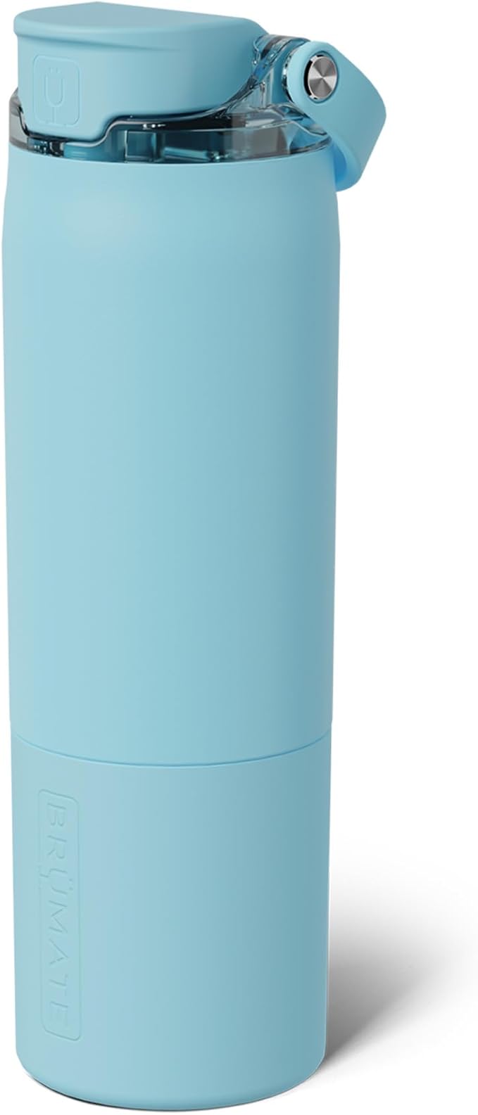 BrüMate Rise 25oz Water Bottle With 100% Leakproof Covered Silicone Straw | Insulated Stainless Steel Water Bottle | Cup-Holder Friendly | Fast Flow | Soft Sip Silicone Spout | BPA-Free (Glacier) Br%C3%BCMate