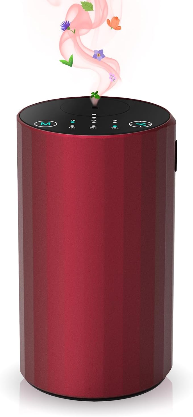 Waterless Essential Oil Diffuser Aromatherapy Scent Diffusers for Home Large Room, Bedroom, Car, Office, Desk, Battery Operated Mini Portable Air Freshener (red) - Bloomnest