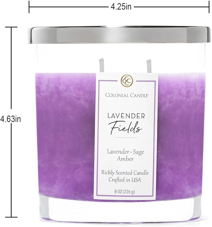 Colonial Candle Lavender Fields Scented Candle Jar, Highly Fragranced Candles for Home Scented, Mottled Wax Candle, 2 Wick, 8 oz - Made in The USA - Bloomnest