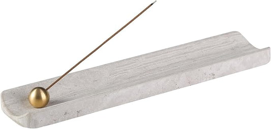 Koville Natural Marble Incense Holder, Incense Holders for Sticks, Incense Burner Holder, Ideal for Meditation and Relaxing, Easy to Clean(White Wooden) - Bloomnest