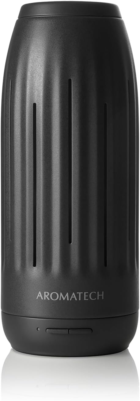 AromaTech Ambience Mini Scent Diffuser for Essential Oil Blends & Fragrances – Waterless Scent Machine w/Bluetooth for Smaller Spaces, Bathroom, Office, More - 600 Sq Ft – Charcoal Acrylic - Bloomnest