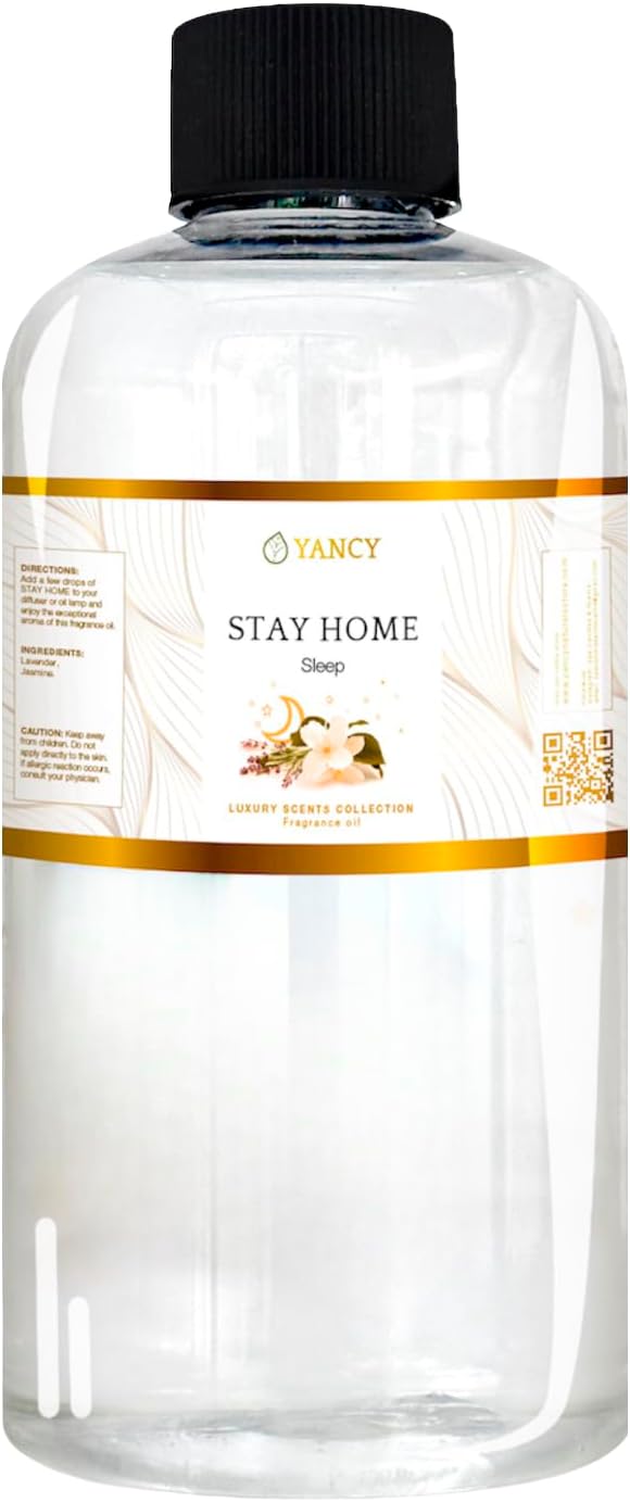 YANCY Stay Home Luxury Collection Fragrance Oil (8 oz), Cozy Vanilla and Amber Scent, Perfect for Diffusers, Oil Burners & Aroma Lamps, Comforting Home Scent for Relaxation & Unwinding YancySpa