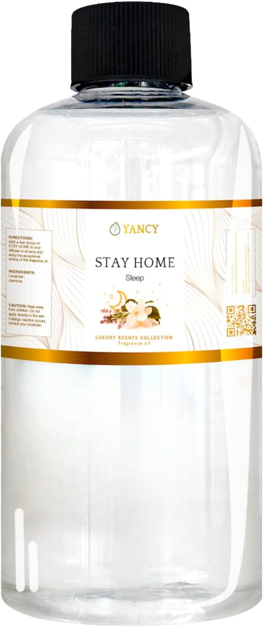 YANCY Stay Home Luxury Collection Fragrance Oil (8 oz), Cozy Vanilla and Amber Scent, Perfect for Diffusers, Oil Burners & Aroma Lamps, Comforting Home Scent for Relaxation & Unwinding YancySpa