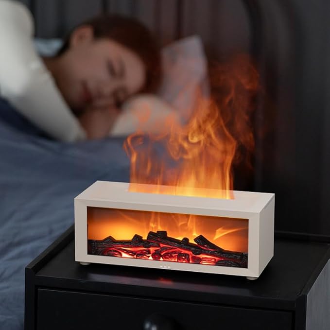 Essential Oil Diffuser, Fireplace Flame Oil Diffuser - Aromatherapy Aroma Humidifier, Upgrade 7 Flame Colors Noiseless 150ml Remote Control - Perfect for Bedroom Home Office (Fireplace Black) - Bloomnest