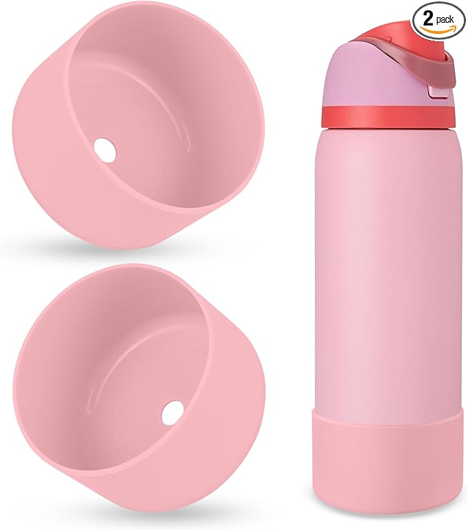 2PCS Silicone Water Bottle Boot, Compatible with Owala 24oz 32oz 40oz, Protective Anti-Scratch & Anti-Dent No Noise Sleeve Cover for FreeSip/Twist/Flip Water Bottles (Angel Food Cake, 32oz) BKBY