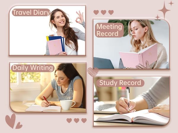 CAGIE Lined Journal Notebook for Women Girls, A5 Hardcover Linen Journals For Writing 256 Pages, Aesthetic Womens Diary, Gifts 8.3'' x 5.7'' Pink - Bloomnest