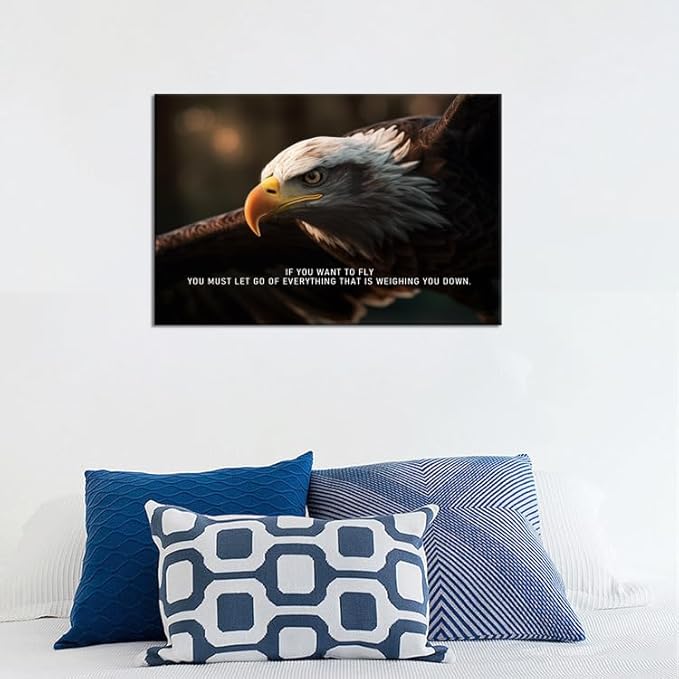 If You Want To Fly Animal Inspirational Canvas Wall Art Motivational Quotes Eagle Posters Picture Prints Modern Home Decor Painting Artwork for Office Stretched and Framed [12''W x 18''H] - Bloomnest