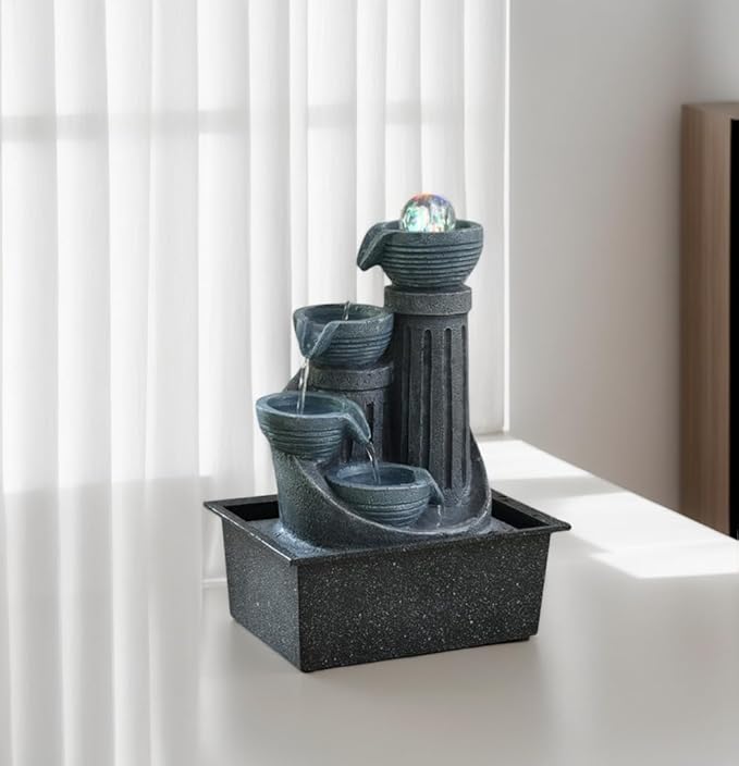 Tabletop Water Fountain, Waterfall Fountain with LED Lights Suitable for Office and House Decor House ，Warming Gifts New Home(2736) - Bloomnest