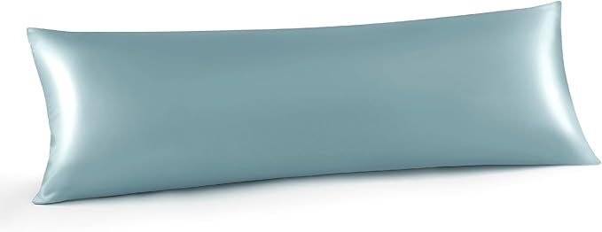 INFIIXSO Body Pillow Cover with Zipper, Luxury Mulberry Silk Body Pillow Case 20x54 Inches, Ultra Smooth and Soft Cooling Long Pillowcase, Gift for Women, Men(Haze Blue) - Bloomnest