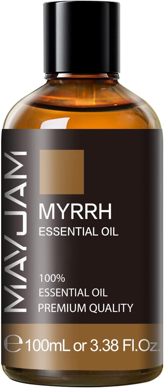 Myrrh Essential Oil 100ML/3.38FL.OZ, MAYJAM Premium Myrrh Oil Essential Oils with Glass Dropper, Great for Diffuser and Candle Making - Bloomnest