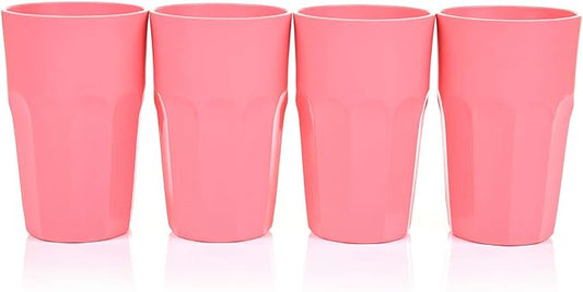 Mintra Home Unbreakable Drinking Cups and Tumblers 4PK - Shatterproof, BPA Free, Reusable, Party Cups, BBQ, Colorful Set, indoors and outdoors (Salmon, Large - 15oz) - Bloomnest