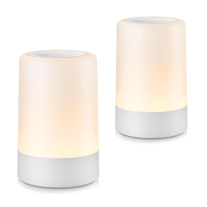 G Keni Nursery Baby Night Light for Kids, Portable LED Touch Night Lamp for Kids and Adult, Breastfeeding, Sleep Aid, USB Rechargeable Nursing Lamp, Bedside Dimmable Warm Night Light (2 Pack) - Bloomnest