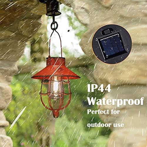 YAKii 2 Pack Solar Lantern Hanging Waterproof Outdoor Metal Solar Lamp with Warm White Light Decorate for Yard Garden Pathway Patio Porch Decor (Red) - Bloomnest