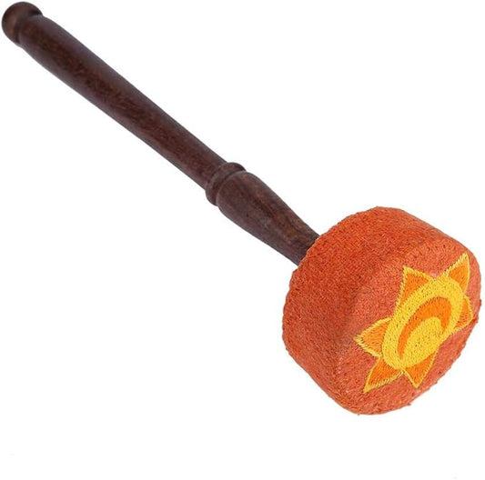Hard Wood Felted Striker, Handmade Hard Wood Multi-Purpose Tibetan Buddhism Singing Bowl Mallet Striker Stick for Meditation Chakra Healing Prayer and Yoga (Orange) - Bloomnest