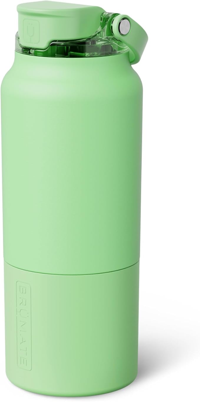BrüMate Rise 35oz Water Bottle With 100% Leakproof Covered Silicone Straw | Insulated Stainless Steel Water Bottle With Removable Straw | Fast Flow | Soft Sip Silicone Spout | BPA-Free (Kiwi) Br%C3%BCMate