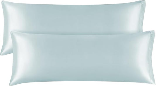 BEDELITE Satin Body Pillow Cover 2 Pack, Super Soft and Cooling Body Pillow Pillowcase for Hair and Skin, Breathable Silky Full Long Pillowcase Cover(20"x54", Stone Blue) - Bloomnest