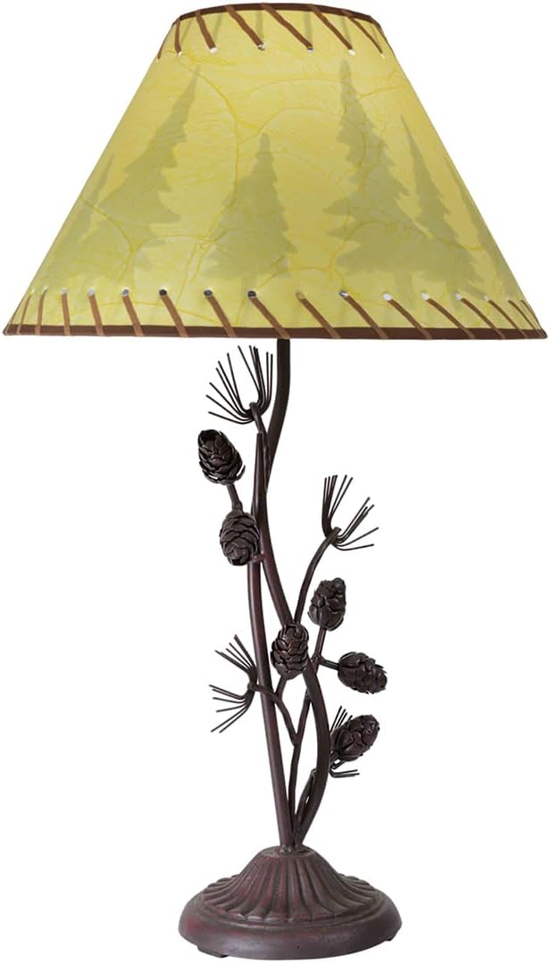 BLACK FOREST DECOR - Metal Pinecone Table Lamp - Farmhouse Lamp for Living Room, Bedroom, Cabin - 26.5" x 8.75" x 6.5" - Bloomnest