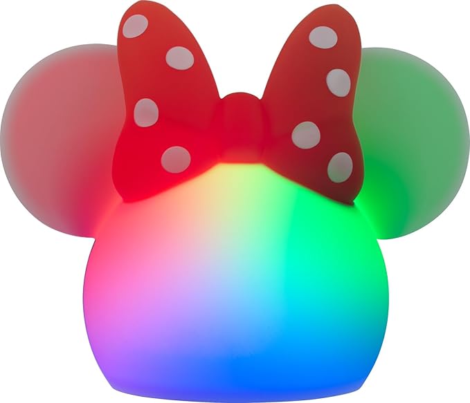 Disney Minnie Mouse Squishy Light, Color Changing, Night Light for Kids, USB Lamp, Battery Operated, Dimmable, Ideal for Bedroom, Playroom, Living Room, and More, 66945 - Bloomnest
